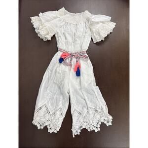 Girls’ Hannah Banana One Piece Romper Boho Lace Embroidered Sz 4T